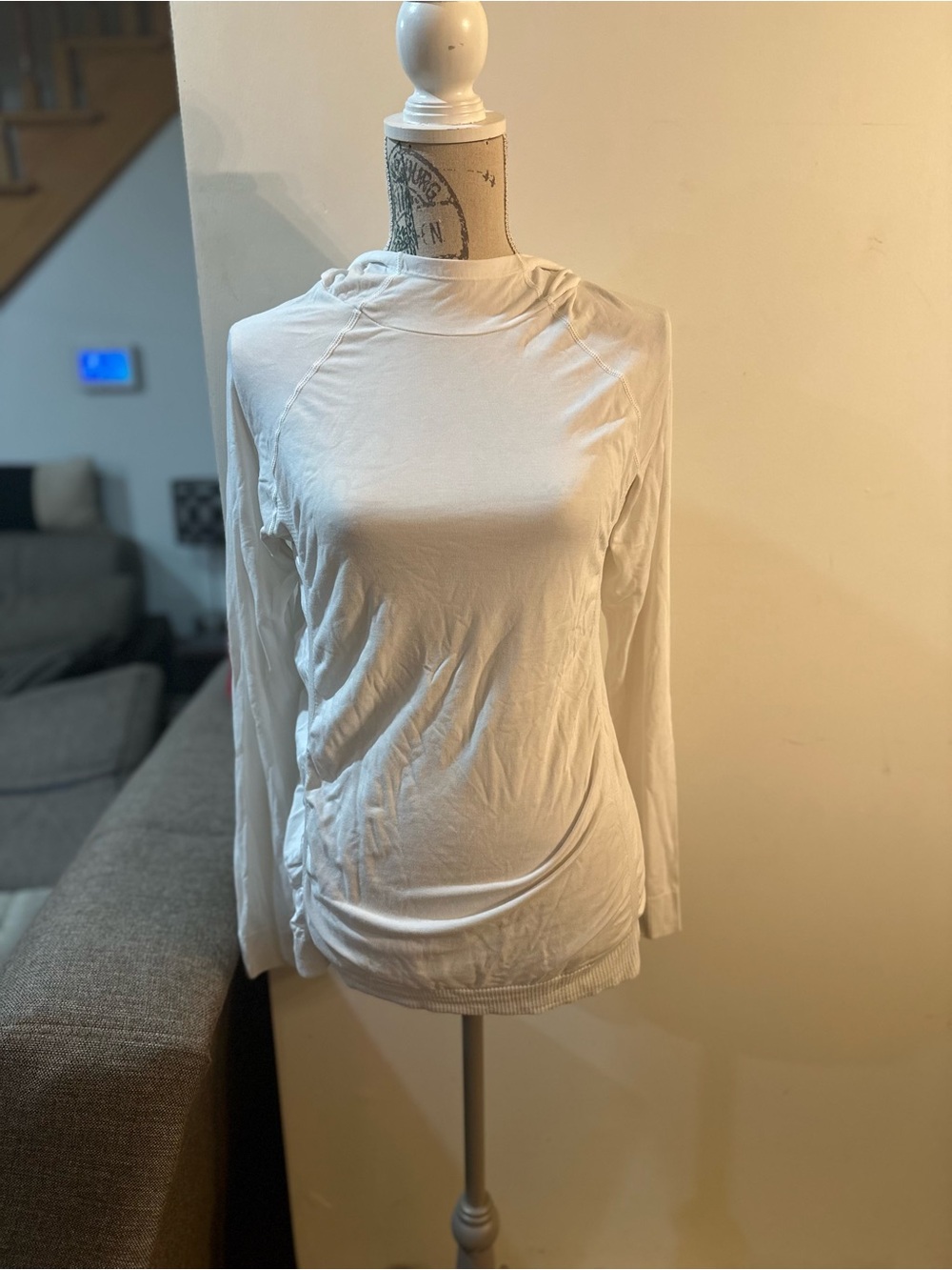 Fabletics Long Sleeve White Ruched Side Top
